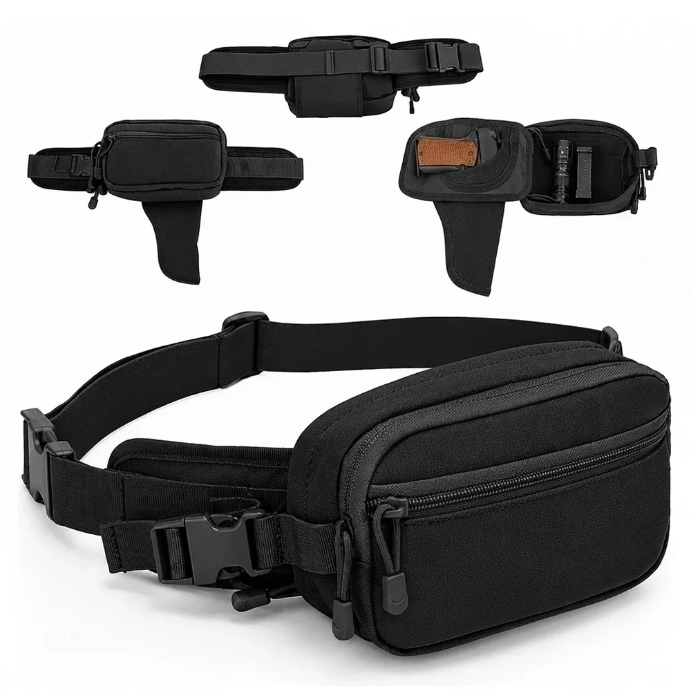Verdeckte Hüfttasche mit Pistolenfach, taktische Gürteltasche für Herren, Diebstahlschutz, versteckte Waffentasche, 1000D-Nylon, EDC-Hüfttasche. – Detail 11