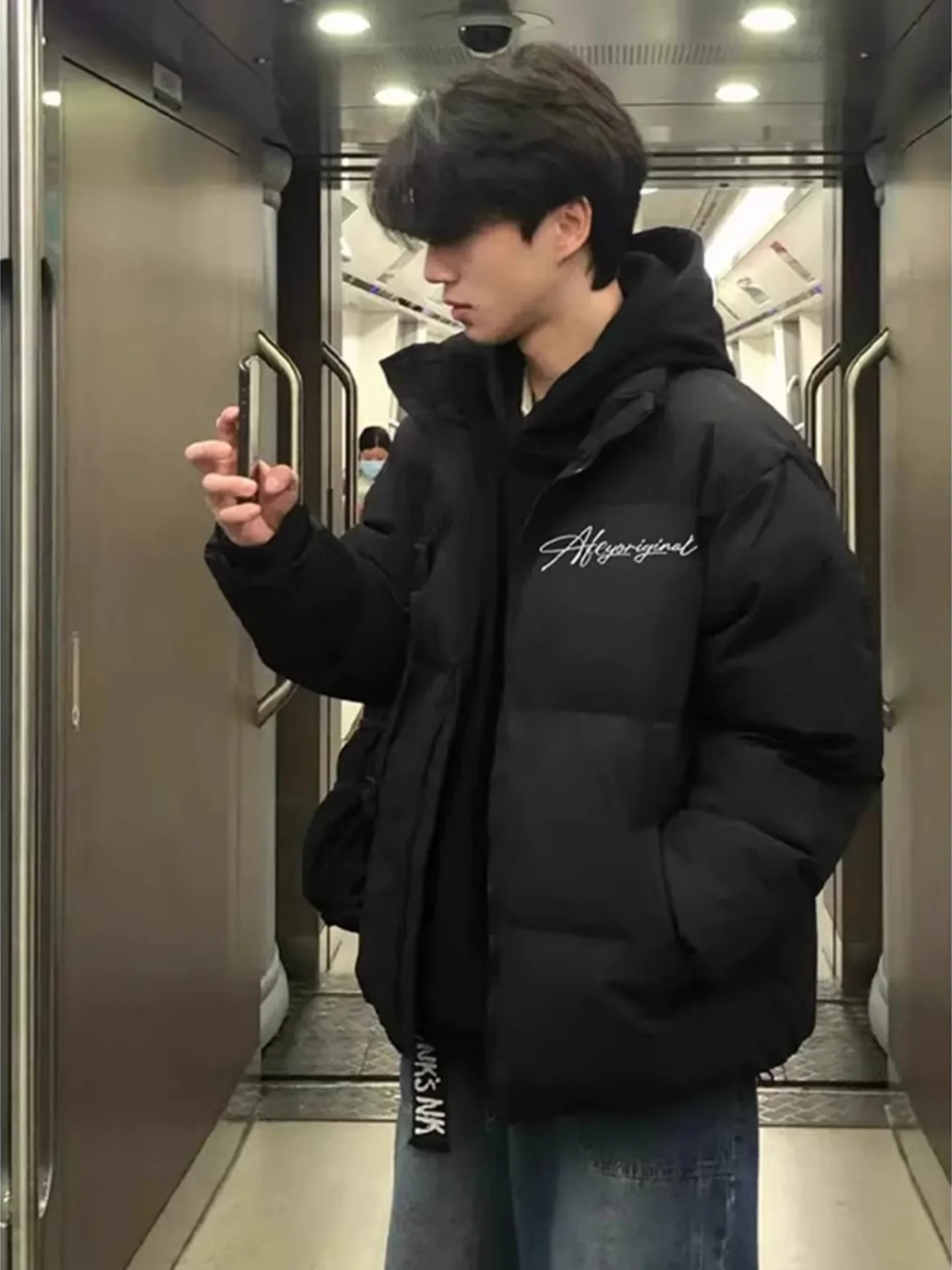 

American High Street Loose down Cotton Jaet Men's Haome Stand Collar Jiujiang Cotton Clothes 2025 New Sle Bread Coat O...