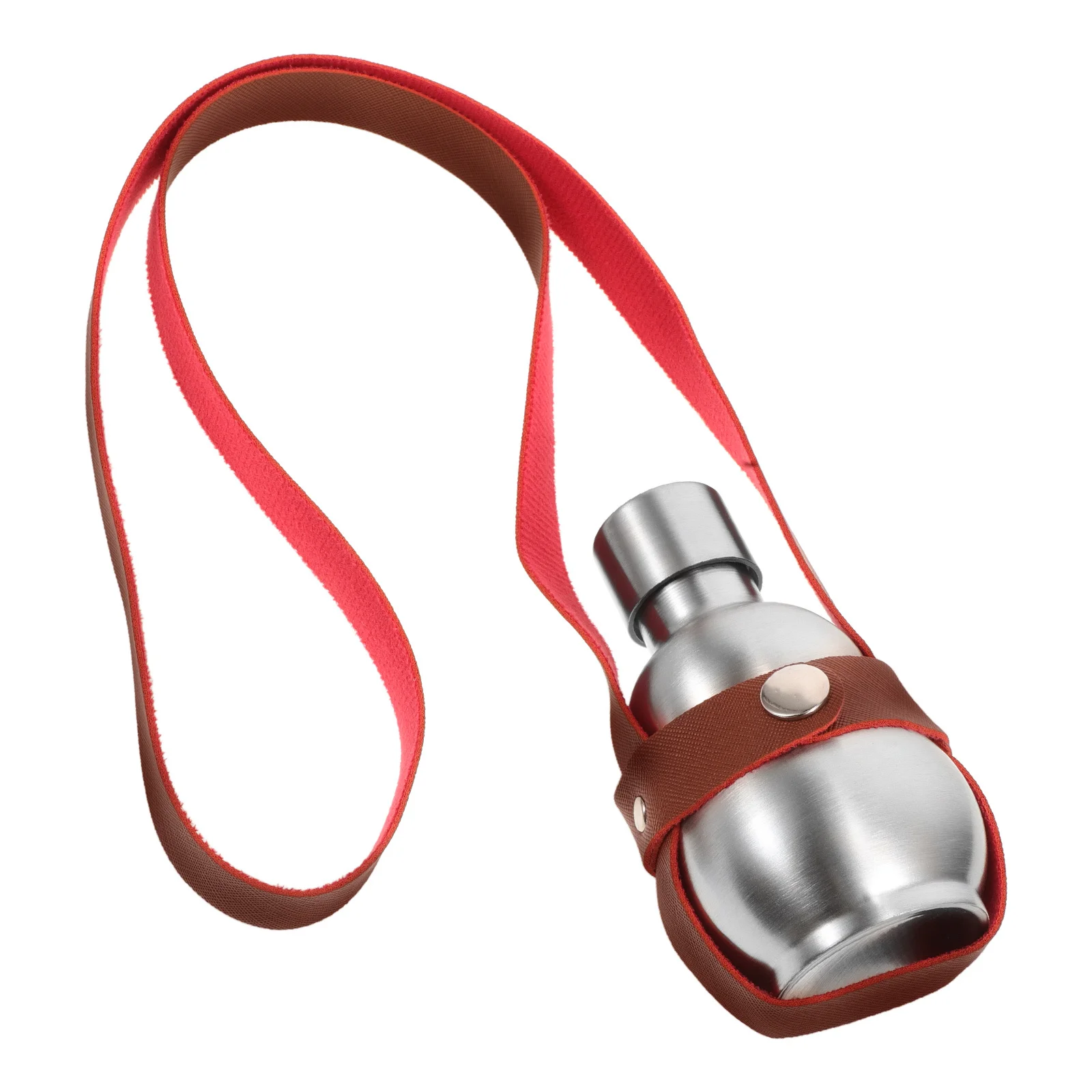 

Stainless Steel Gourd Bottle Brown Small Drinking Flask Liquor Flask Portable Strap Camping Water Kettle