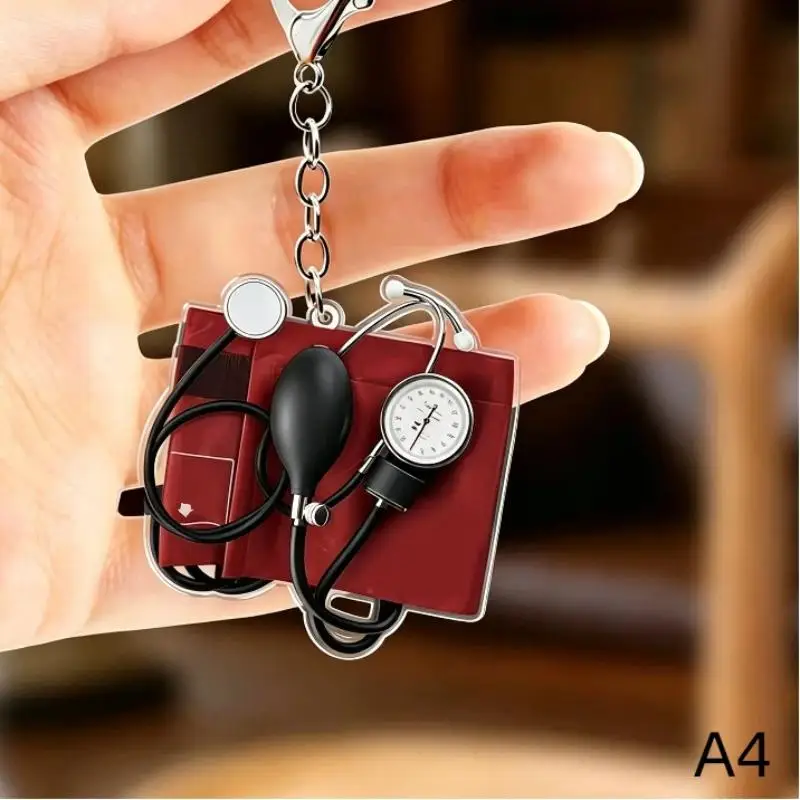 1Pcs 2D Acrylic Keychains Blood Pressure Monitors Pendant Backpack Accessory Party Favor Gifts For Boyfriend Office Settings