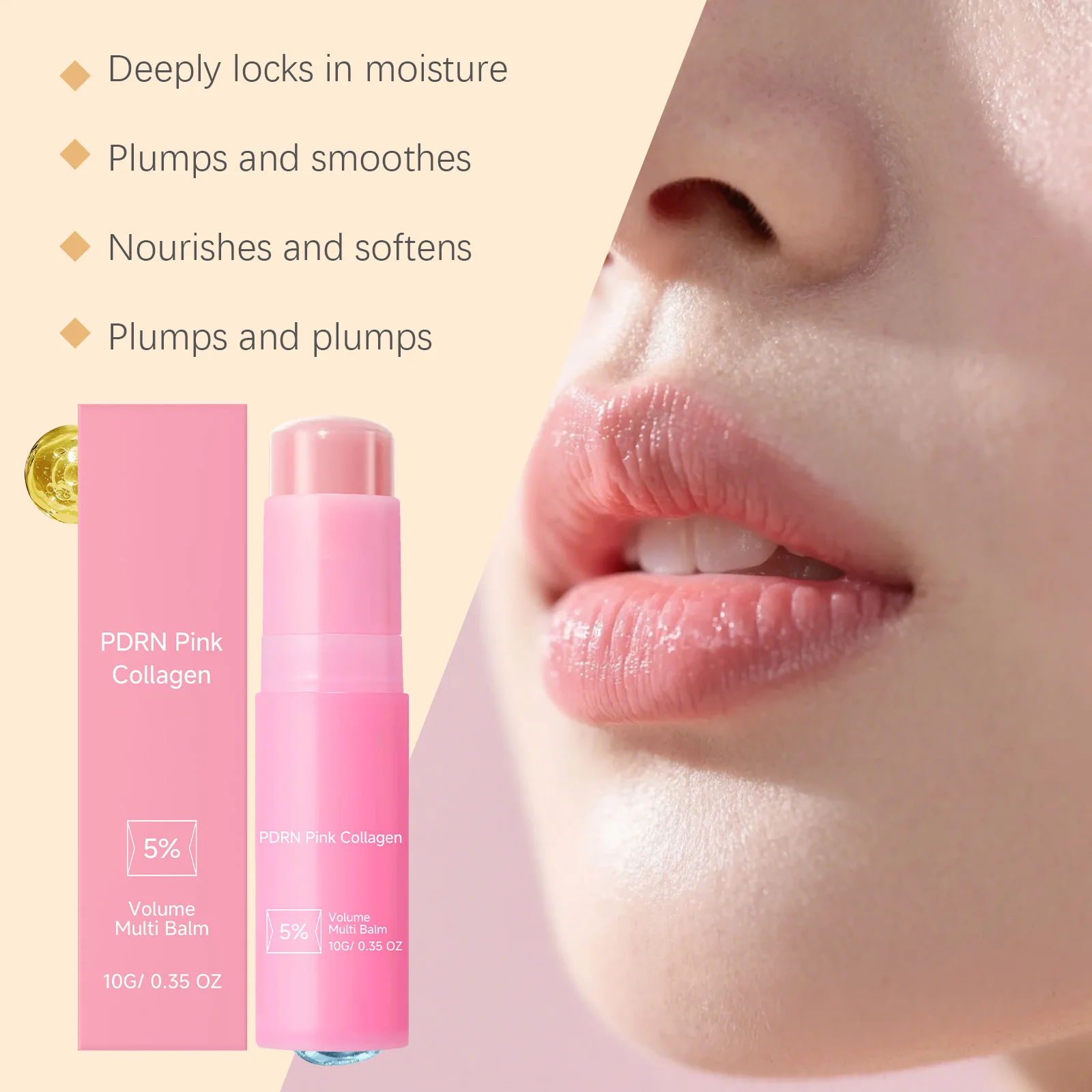 Pdrn Pink Collagen Volume Multi Balm Stick 5% Moisturizing Increase Elasticity Suitable For Face Neck Eyes Improvement Dullness
