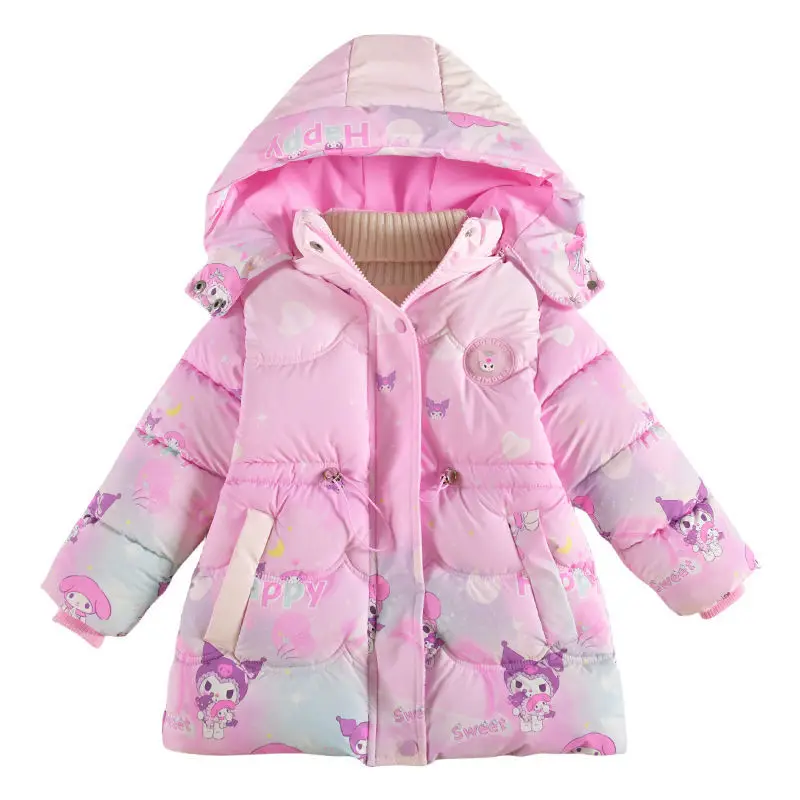 سانريو كورومي فتاة أسفل سترة معطف الأطفال الشتاء الكرتون مقنعين الملابس المبطنة بالقطن سترة كوالي كوريا الجنوبية السترات #5