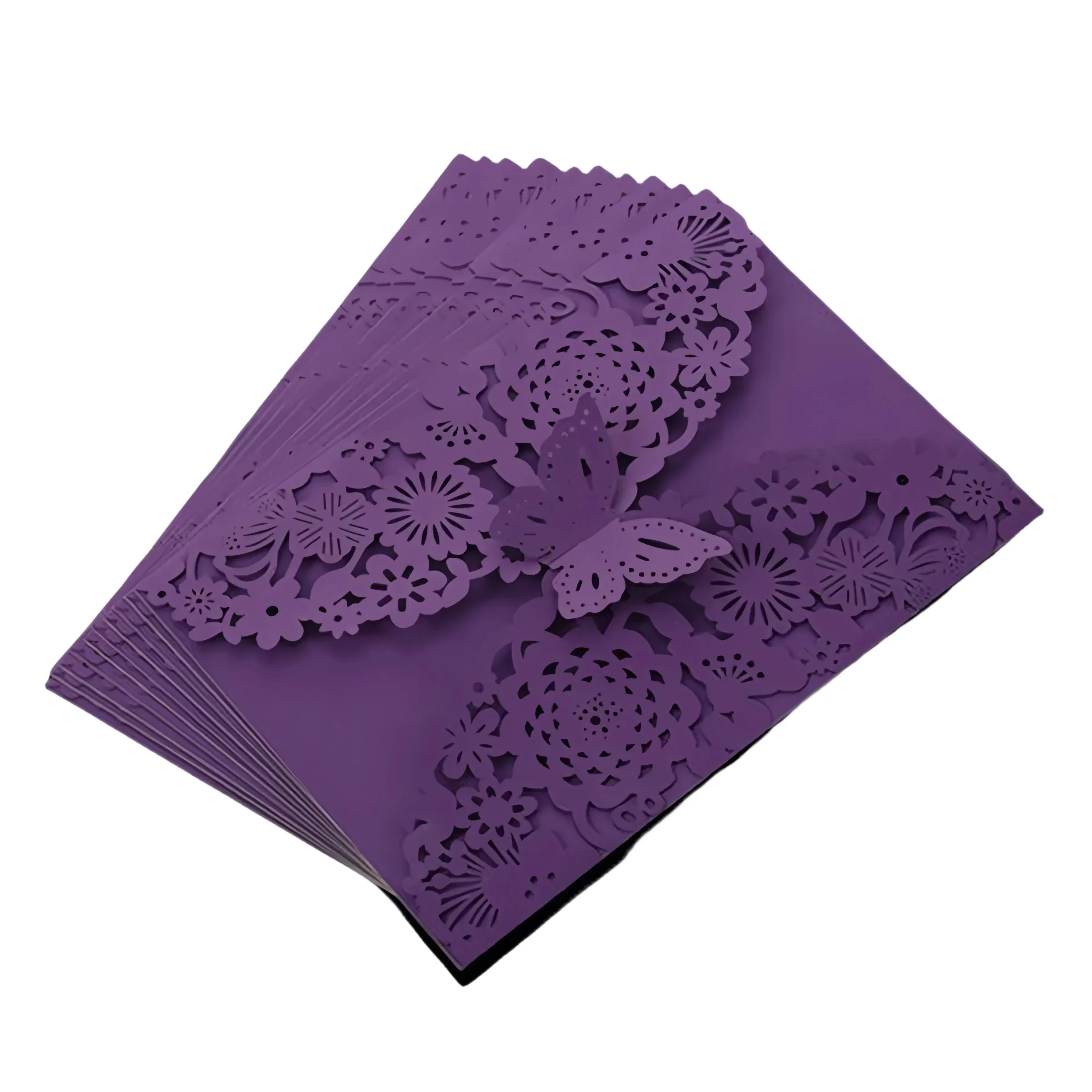 10szt 3D Butterfly Wedding Invitation Card Flower Bithday Cards Girl Debut Invitations Laser Cut Hollow Out Party Cards 5R size