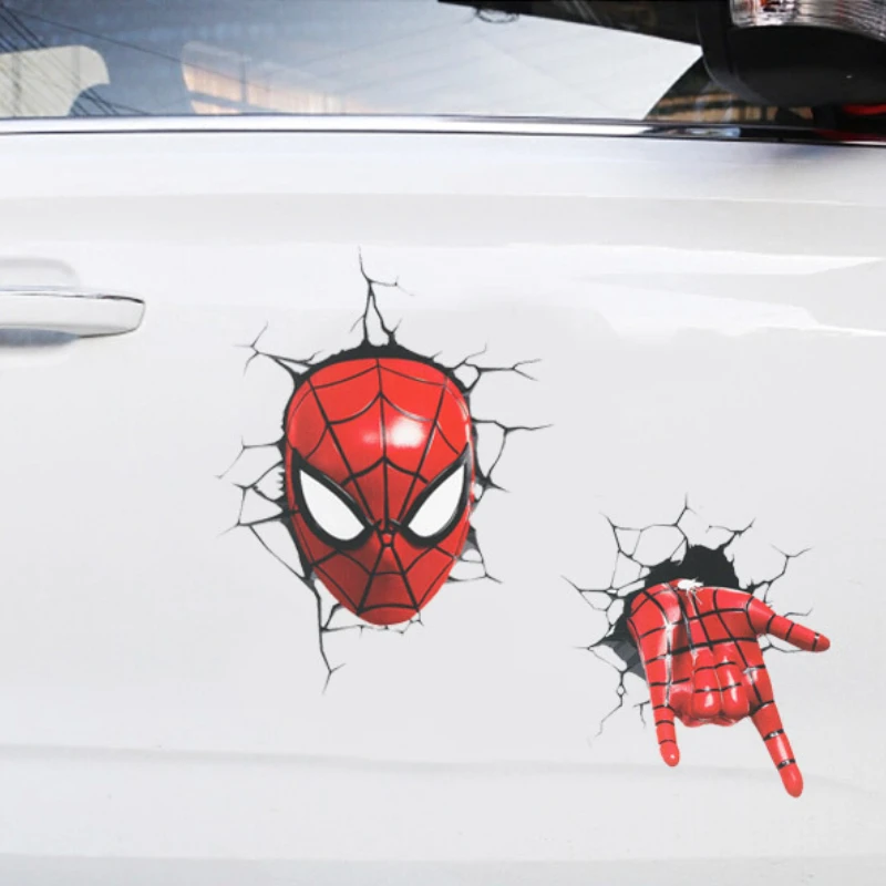 

Автомобильные 3D наклейки Hasbro с героями Marvel, аниме, Человек-паук, маскировка царапин, Автомобильные украшения, водонепроницаемое периферийное оборудование, без клея