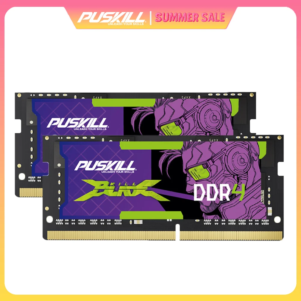 

PUSKILL Gamer Memoria Ram DDR4 Ноутбук 2x16 ГБ 2x8 ГБ 32 ГБ 3200 МГц 2666 МГц 1,2 В 260-контактная память Sodimm для ноутбука