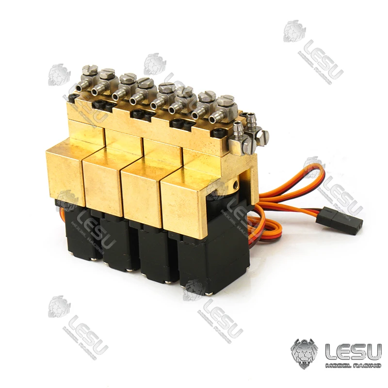 LESU Brass 4Ch Directional Valve for Hydraulic Excavator Loader RC Tamiyay 1/14 Dumper Truck Remote Control Toys Th16603-Smt3