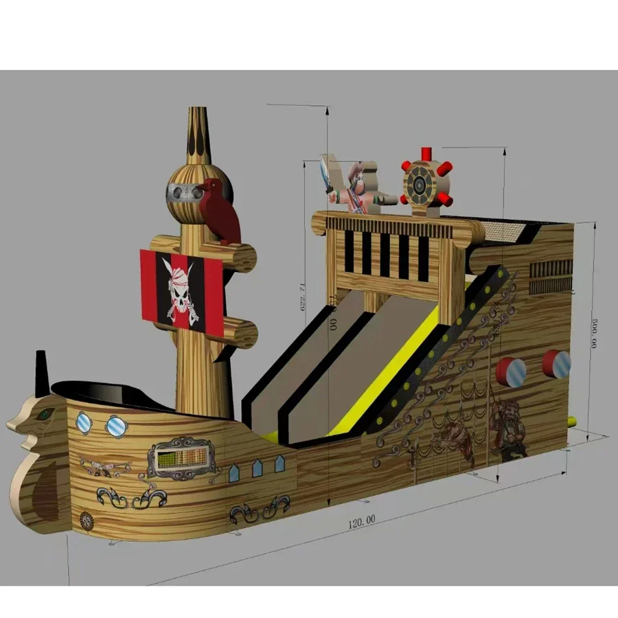 Commercial amusement inflatable pirate ship inflatable slide castle combination with blower for children playground - view 2
