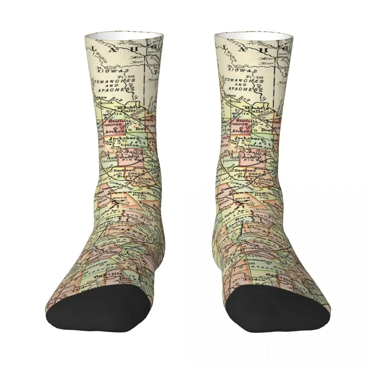 Texas Map Socks State And Cities Fashion Stockings Autumn Non Slip Female  Warm Soft Design Running 