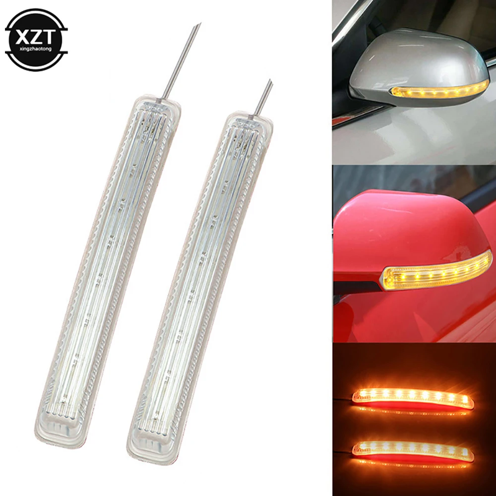 2 Pcs LED Turn Signal Light Car Rearview Mirror Indicator Lamp Soft Flashing FPC Yellow 9 SMD Source Amber Lights