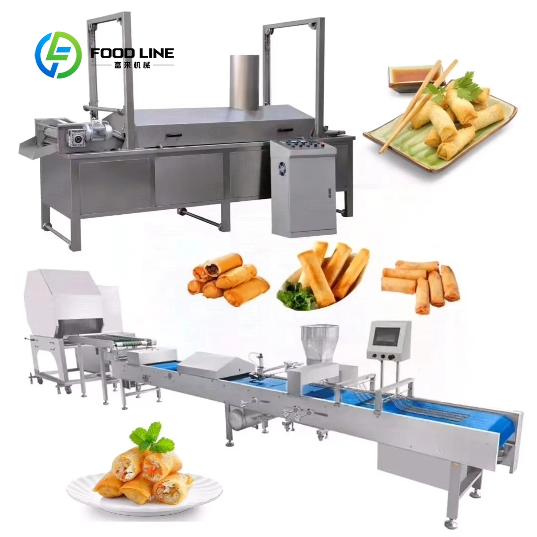 Customized Factory Price Automatic Spring Roll Production Line Commercial Crepes Egg Roll Samosas Spring Roll Making Machine