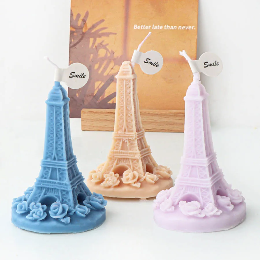 3D Eiffel Tower Candle Silicone Mold DIY Leaning Tower of Pisa Statue Craft Abstract Plaster Candle Making Mould Home Decor Gift