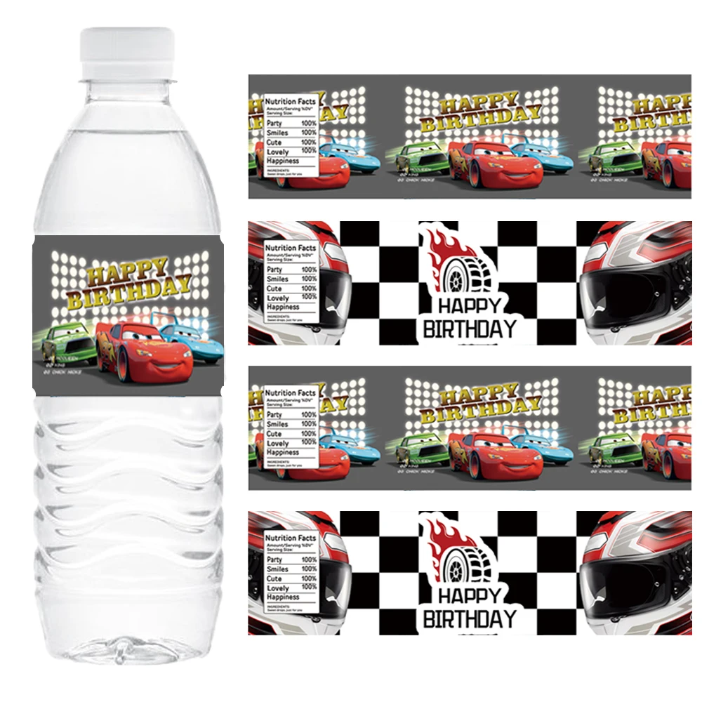 Racing Water Bottle Packaging Label Lightning McQueen Birthday Party Juice Champagne Sticker Packaging Children's Birthday Gift