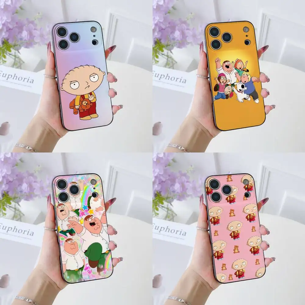 

Family Peter Griffin Cartoon Phone Case For IPhone 17 16 15 14 13 12 11 Pro Max Plus Air Mini Black Silicone Soft