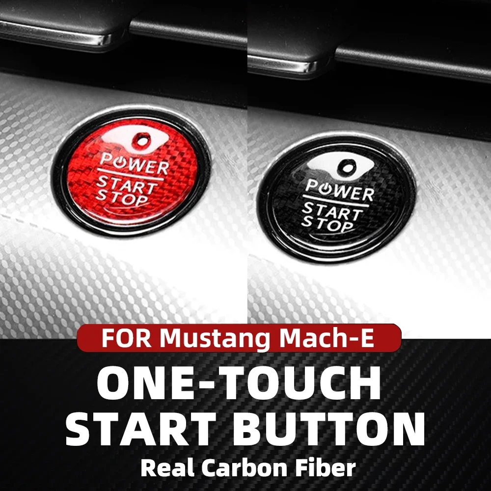 

Real Carbon Fiber For Mustang Mach-E Car Engine Start Stop Button Sticker Interior Trim Accessories Modifications