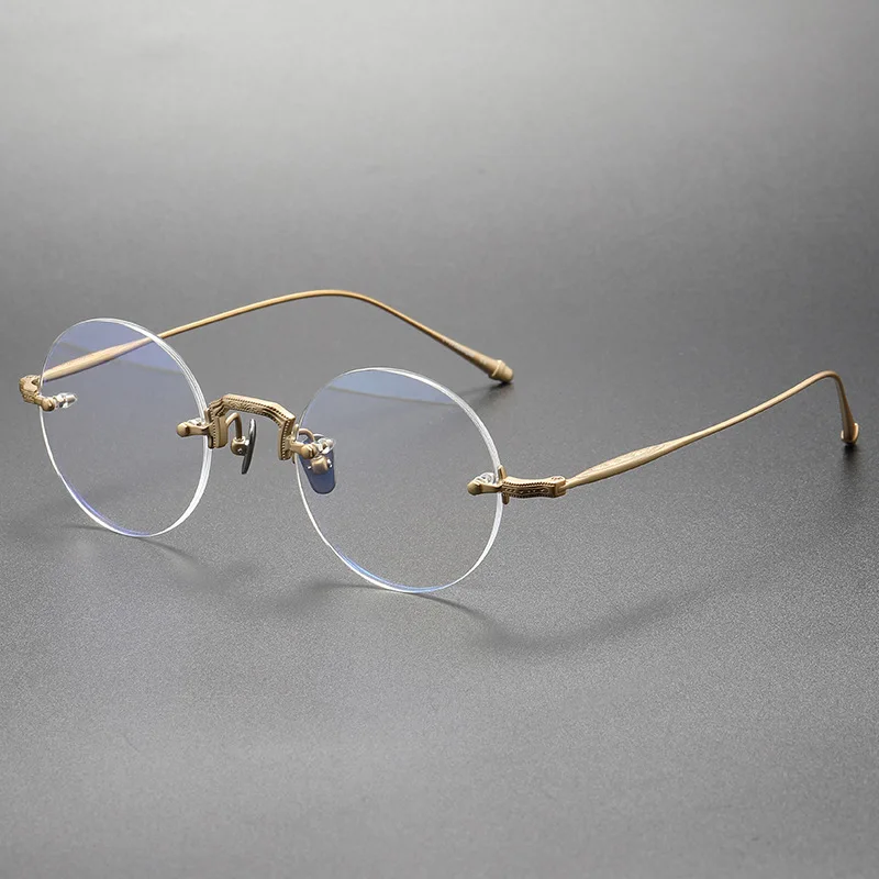 2025 Luxury Brand Designer Men's Round Rimless Titanium Glasses Women Frameless Ultralight Optical Prescription Lens Eyeglasses