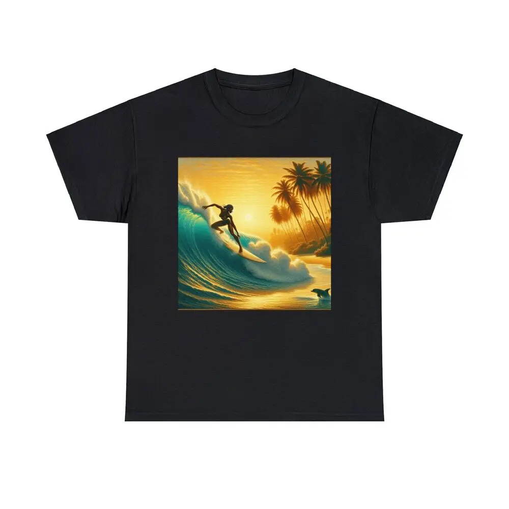 Surfing Beach Art Ocean African American Tropical Summer Graphic T-shirts Vintage High Quality 100%Cotton