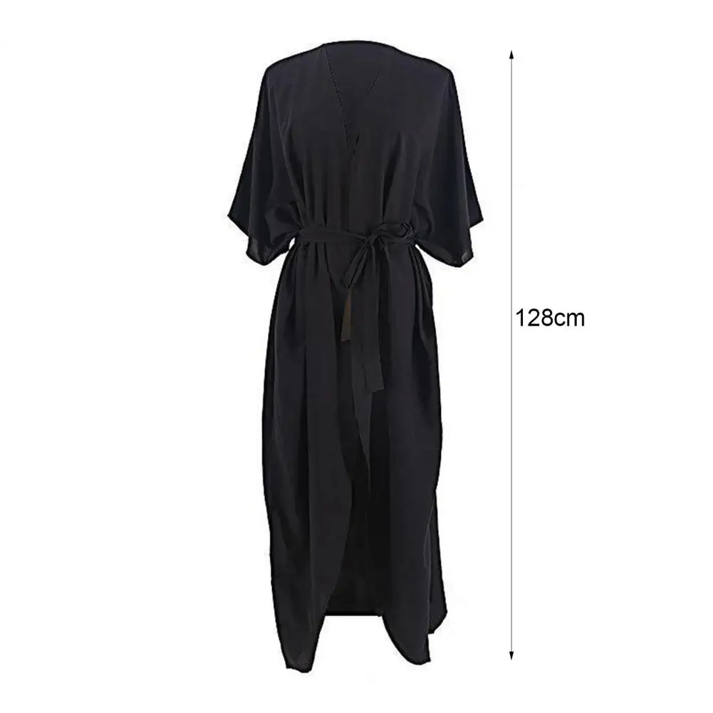 Traje de baño de verano para mujer, batas de manga larga, traje de baño, minivestidos blancos nuevos para vacaciones en la playa, 2025