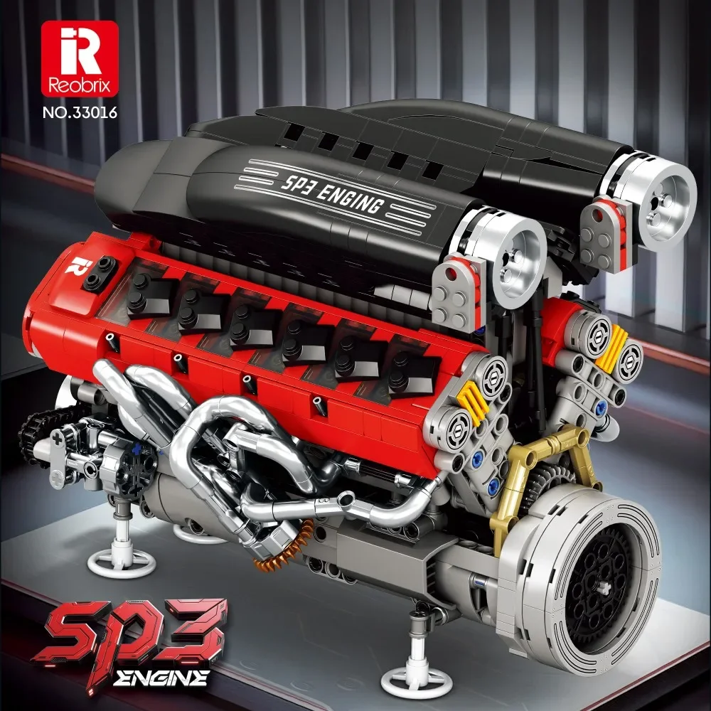 1240PCS Car Engine SP3 Engine 12 Cylinder Internal Combustion Engine Model Technology Bricks Idea Ornaments Kids Toys Gifts view 3
