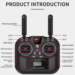 Drone için Radyo Uzaktan Kumandalı HotRC-RC Verici ve Alıcı Sistemi ve F-08A, HT-8, 2.4 GHz kablosuz, 8CH, 8 A, darbe genişliği modüle edilmiş (PWM, ÖZELLİKLE İlk 10 satış, yelkende daha hafif, rc no. 10