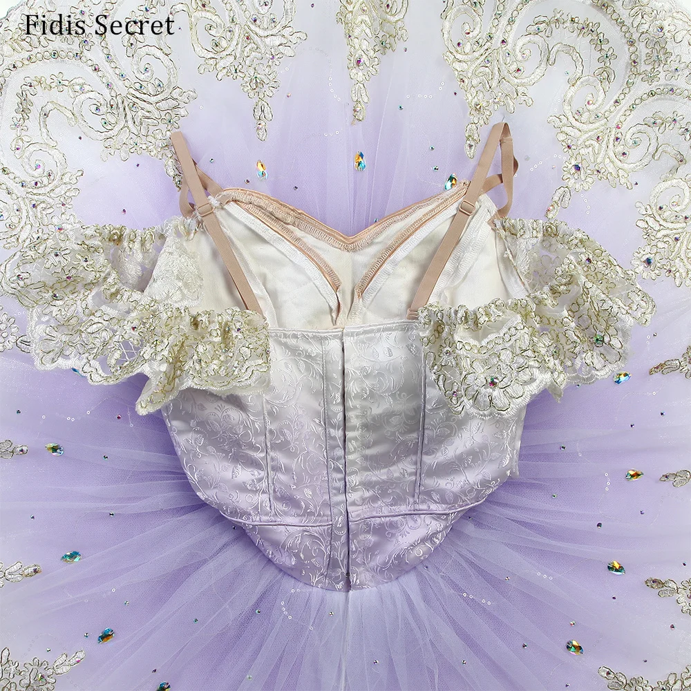 Ombre Purple Flower Fairy Princess Classical Platter Ballet Tutu,Girls Ballerina Concert Competition Professional Stage Costumes