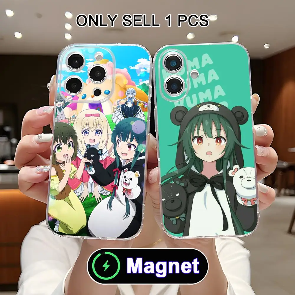 

Anime Kuma Bear Yuna Phone Case for iPhone 17 16 15 14 13 12 11 Air Pro Max Plus Mini Soft TPU Clear Magnet Cover