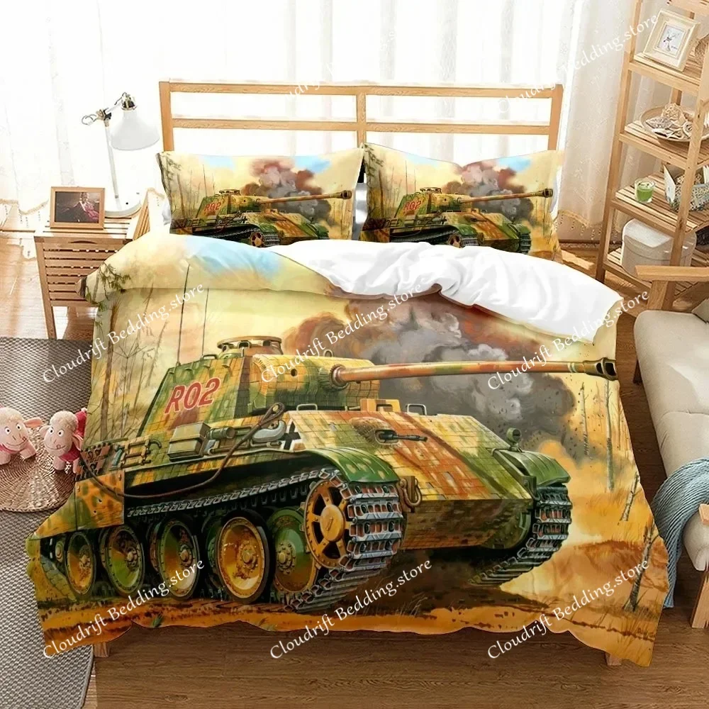 

3D Print Military Tanks Duvet Cover Set King Queen Double Full Twin Single Size Boys Bed Polyester Bedding Set