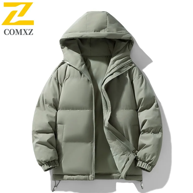 

COMXZ Водонепроницаемая куртка для хлеба, утолщенная свободная модная ветрозащитная рабочая куртка с хлопковой подкладкой, 2025 г., теплая мужская зимняя куртка для кемпинга