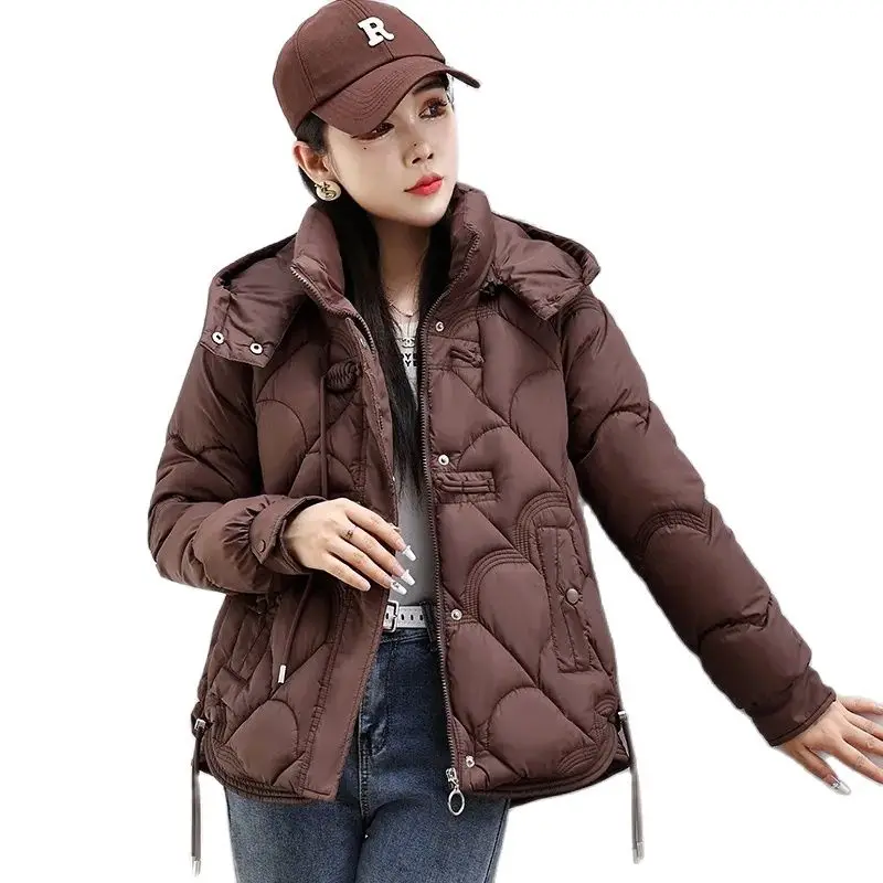 

Down Cotton-Padded Girl Short Thicken Winter New Buckle Design Sense Coat Cotton-Padded Jacket Korean Slim Fashion Student Coats