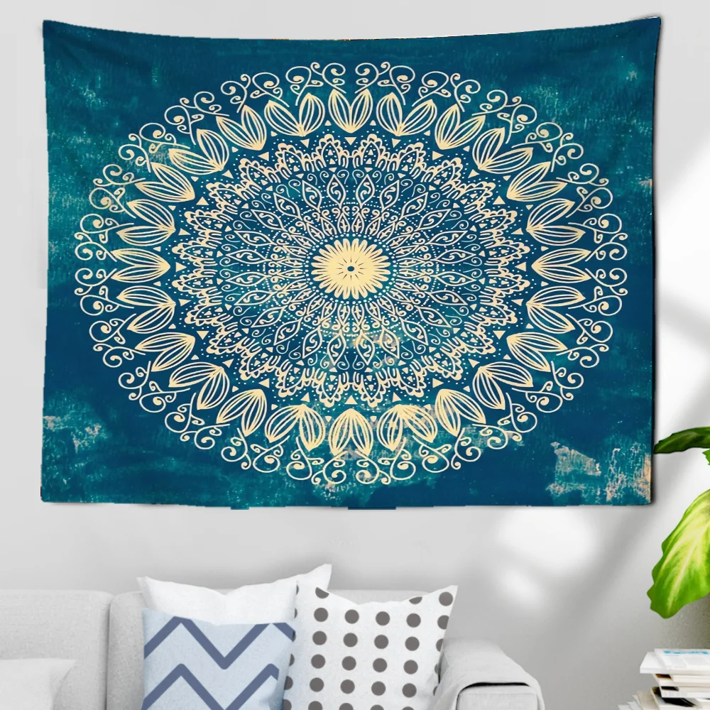 Gradient Color Mandala Tapestry Psychedelic Witchcraft Boho Room Wall Background Decoration Wall Hanging Room Decor Mural