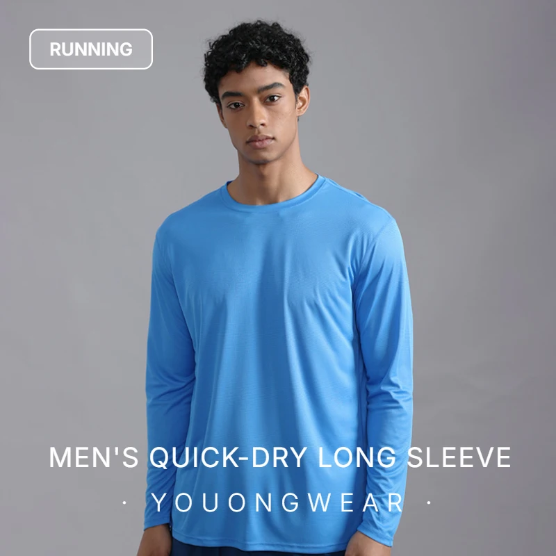 Herren UPF 50+ Langarm-T-Shirt, Rashguard Atmungsaktive Oberteile, Pullover-Shirt für Sport Angeln Wandern Laufen Strand Surfen