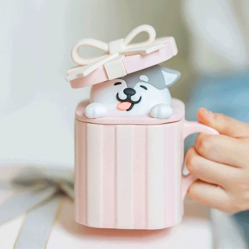 

Hot Sale Cute Puppy Cup Lid Ceramic Coffee Cup Mug Water Cups Drinking Milk Juice Home Office Gift for Girls Mugs Coffee Mug