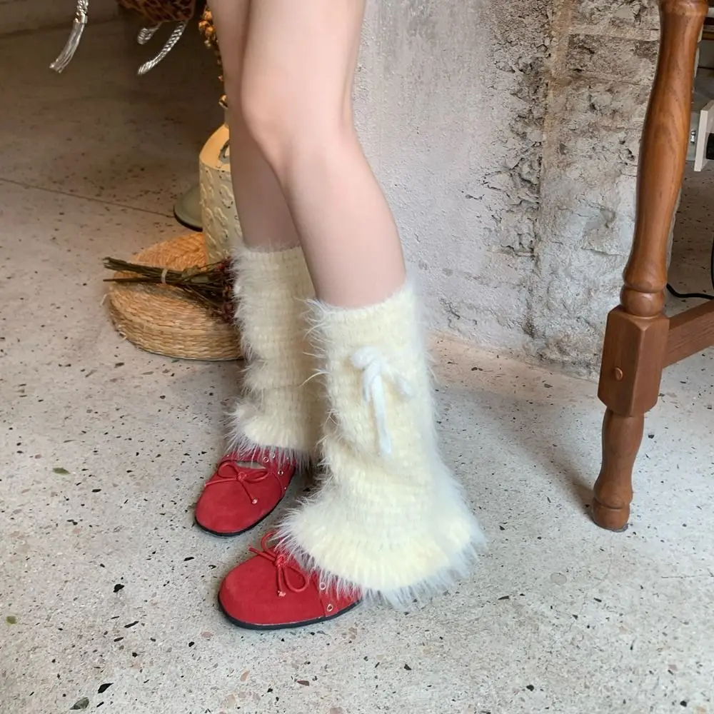 

Fashion Y2K Lace Up Leg Warmers Flare Sweet Ballet Women's Plush Stockings Elastic Loose Knee High Socks Autumn