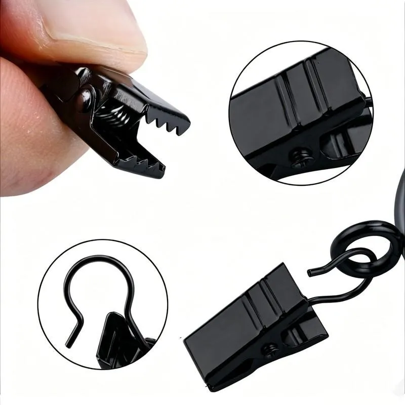 98 pcs Silver Open-End Design Open Curtain Hooks, great for Small Item Hanging, Rust Resistant Metal, Living Room Curtains