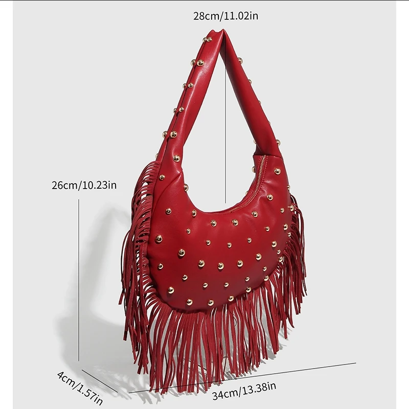 موضة جديدة الشرير شرابة تصميم يده حقيبة نسائية تنوعا برشام شخصية تحت الإبط حقائب كتف للمرأة 2025 حمل #5