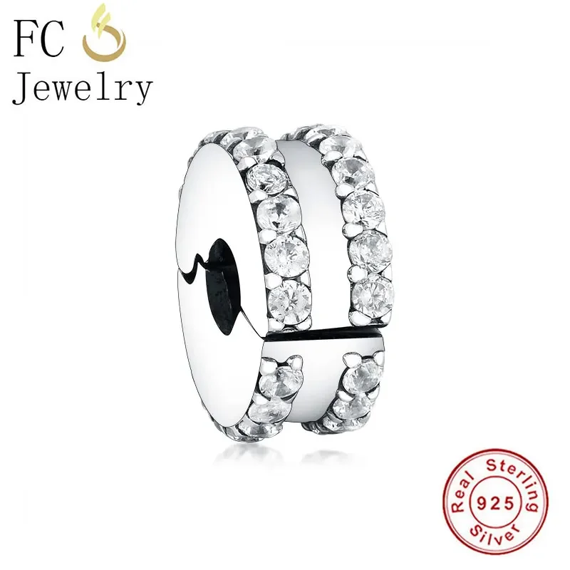 

FC Jewelry Fit Original Panddora Charm Bracelet 100% 925 Silver Circle Pave Zircon Stopper Clip Bead Making Moment Berloque 2022