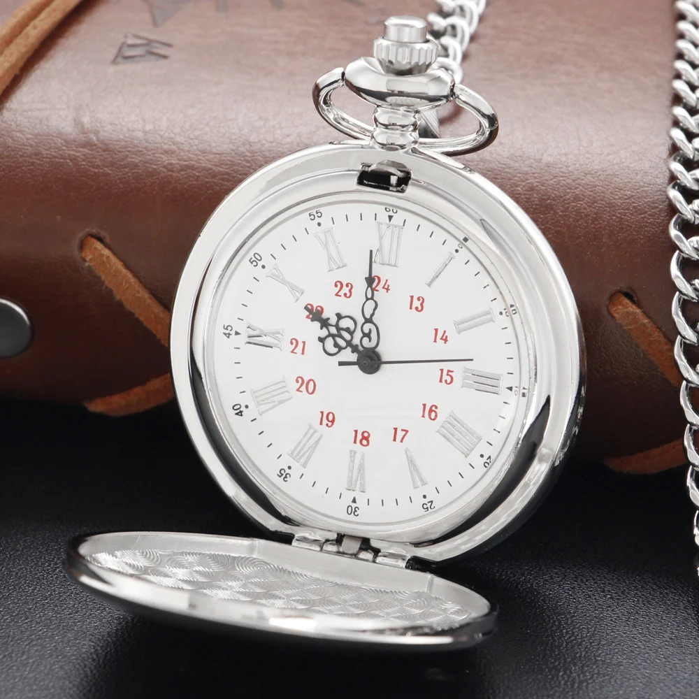 Reloj de bolsillo de cuarzo con número de plata Retro para hombres, collar con colgante de moda, regalo de Festival para estudiantes masculinos y femeninos