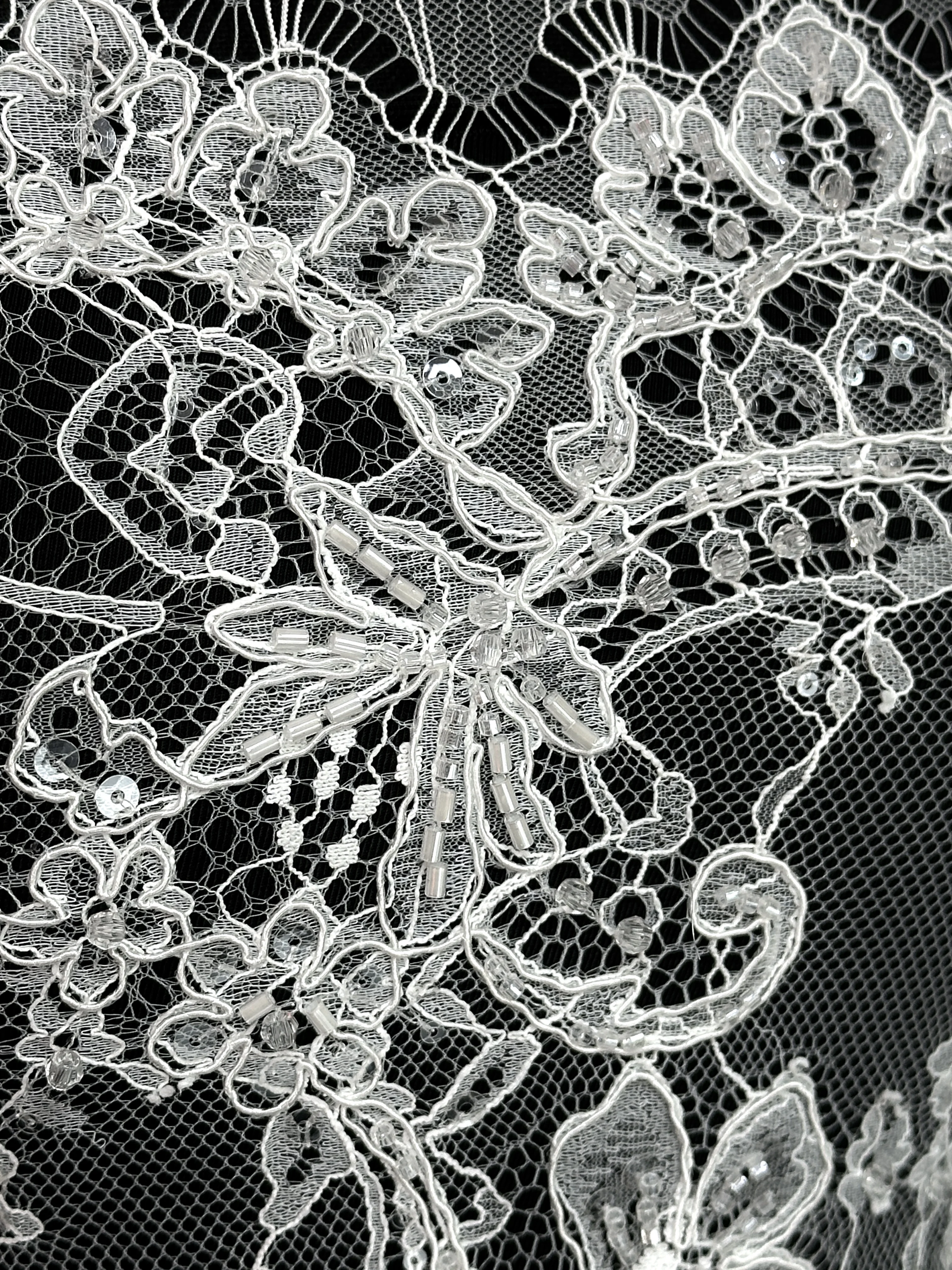 قماش تول فرنسي فاخر جديد لحفلات الزفاف الأوروبية لعام 2026 مع ترتر وخرز على الطراز النيجيري قماش فستان الزفاف للحفلات من الدانتيل #2