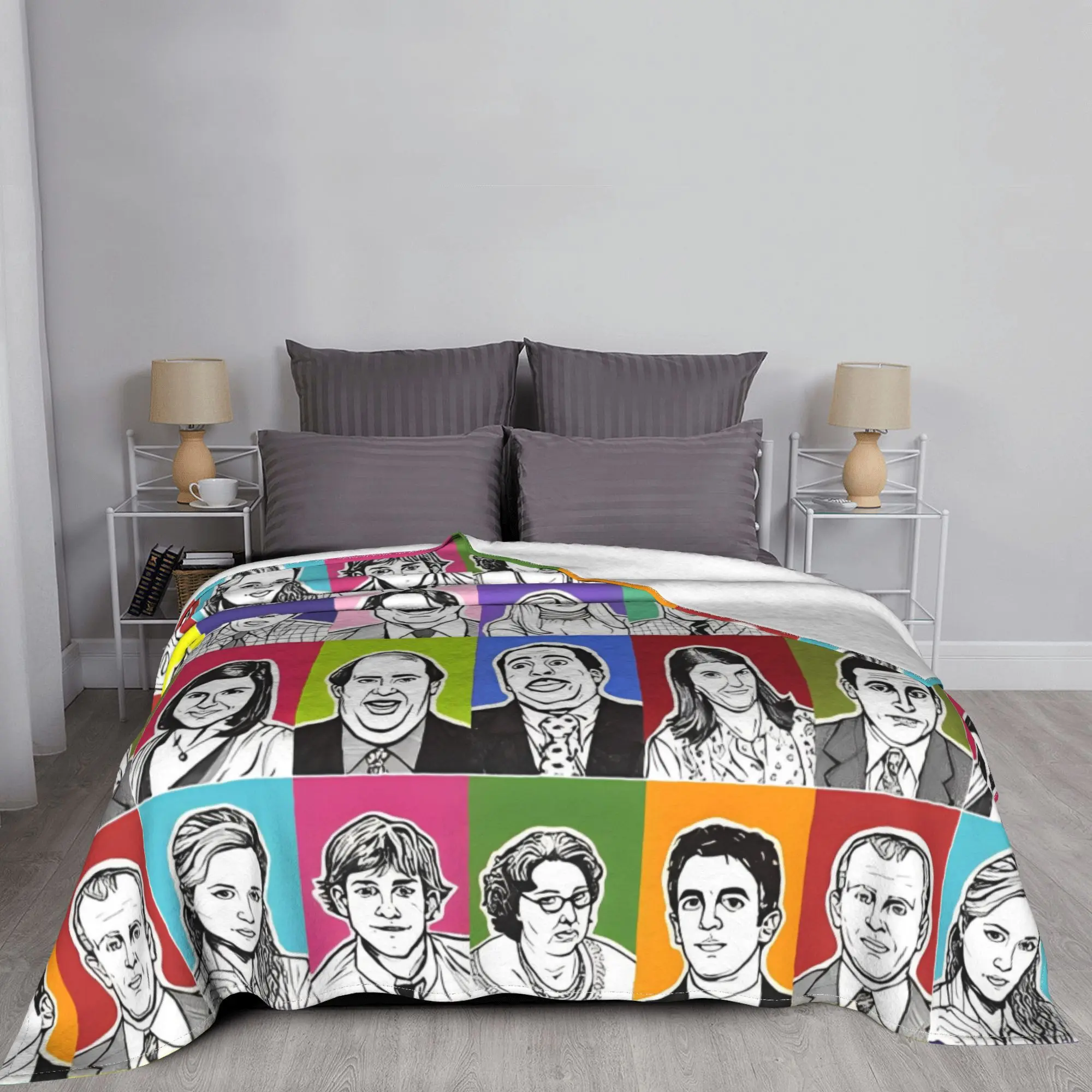 The Office Cartoon Blanket Cover Fleece  Warm Throw Blanket for Outdoor Travel Bed Rug