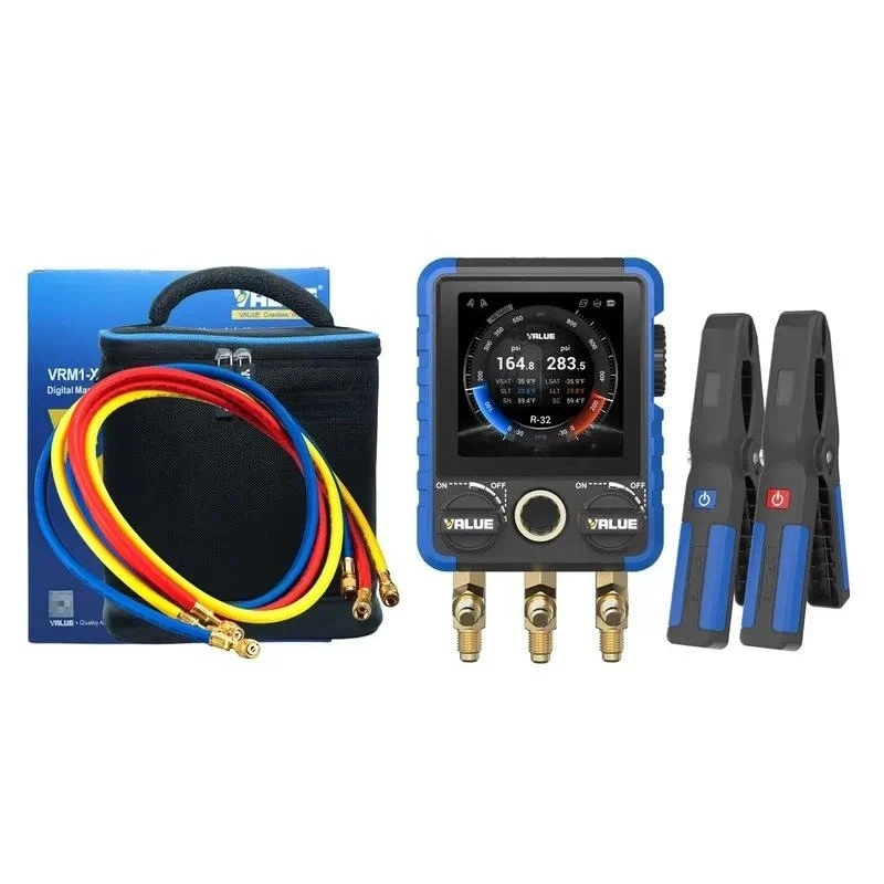Digital Refrigerant Pressure Gauge Bluetooth Air Conditioning Fluorine Charging Manifold With Hose And Strap For VRM1-Xi