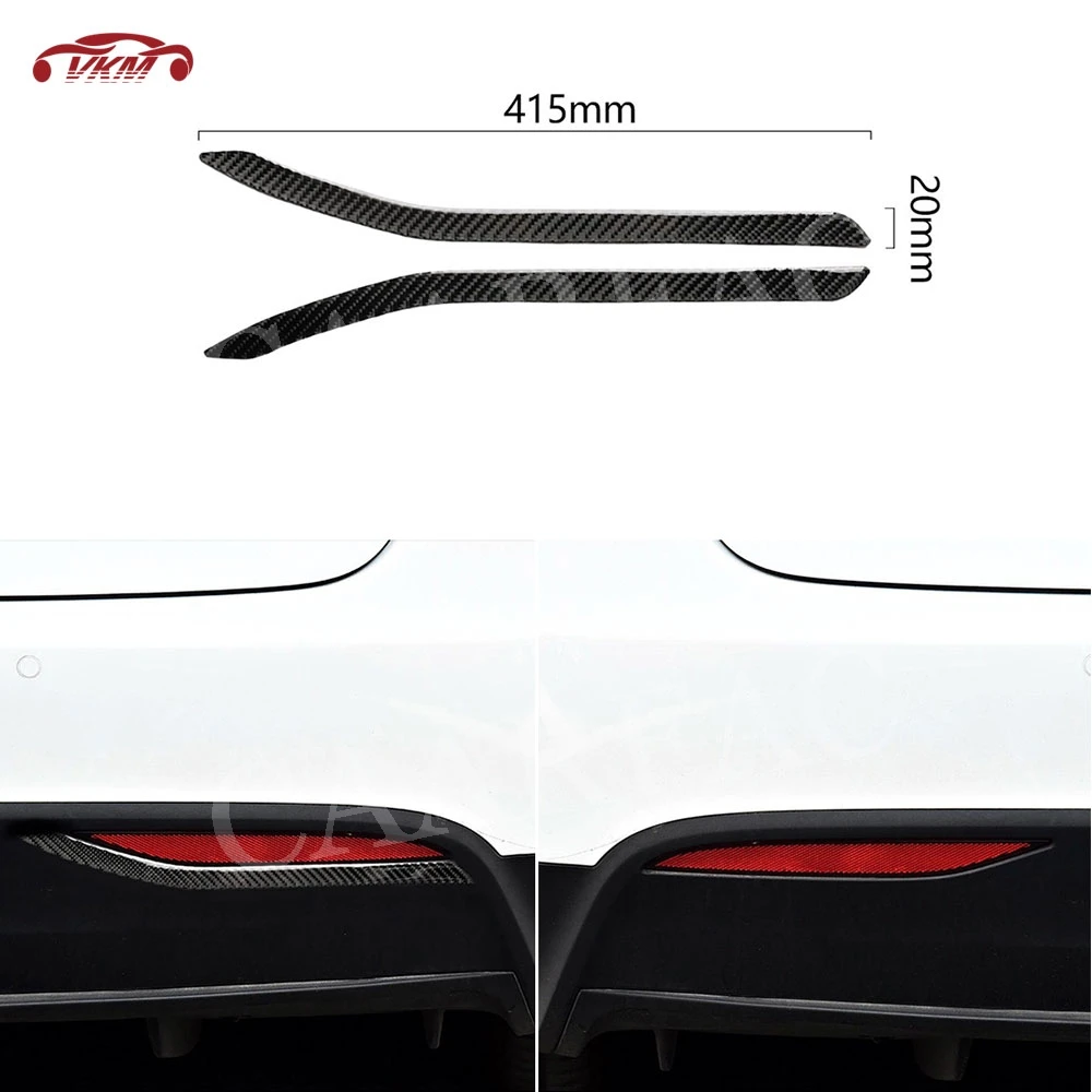 

2 PCS Carbon Fiber Rear Fog Lamp Cover Trim Reflector Strip Decorative Frame Stickers For Tesla Model X 2015-2019 Car Styling