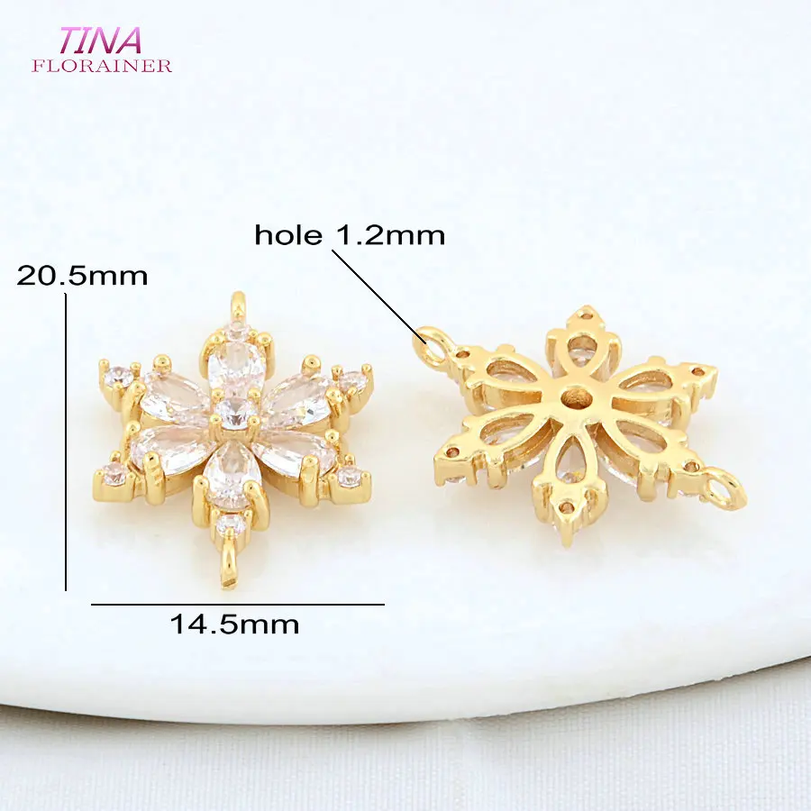 6PCS 14,5*20,5 MM 18K Gold Farbe Messing 2 Löcher Verbinden Blumen Charms Anhänger Halskette Ohrringe schmuck Machen DIY Zubehör – Detail 2