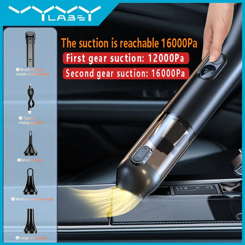 

VYVYLABS 16000Pa Wireless Car Vacuum Cleaner 4-in-1 Suction Nozzle Blowpipe Handheld Mini Vacum Cleaner for Car Home PC Clean