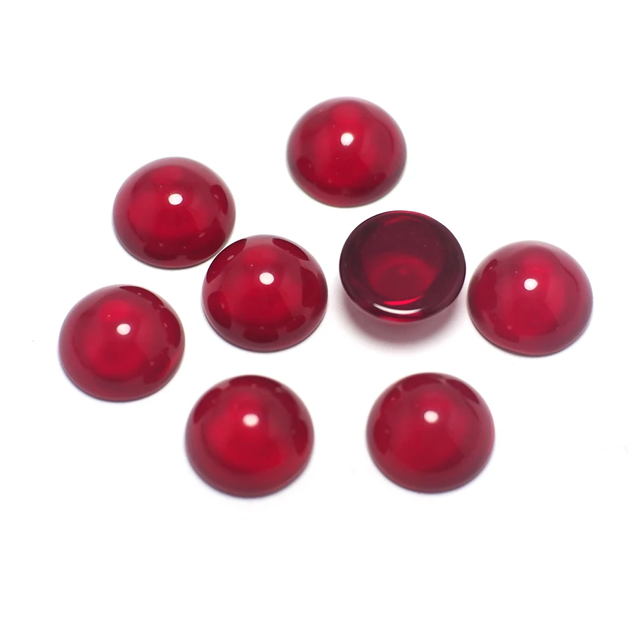 20pcs Red Transparent Glazed Stone,Cabochon 10mm 12mm Round Polished Flat Back Stone,Jewelry  Making,Accessories For Earrings