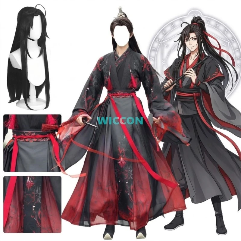 Auf Lager Anime Mo Dao Zu Shi The Untamed Wei Wuxian Traditionelle Chinesische Wuxia Hanfu Kostüme Perücke Antiker Anzug Hochzeitskleider