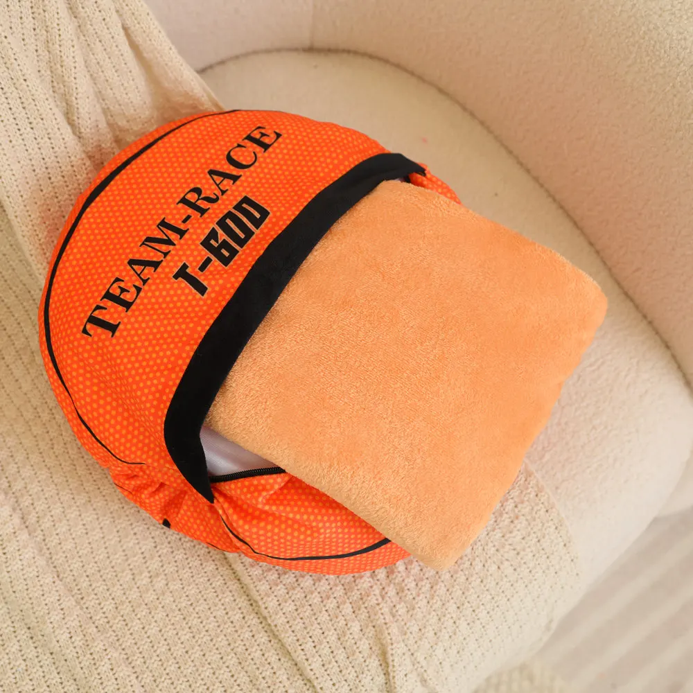 Fun Soft 3-in-1 Basketball Plush Doll Pillow Hand Warm Blanket Orange Basketball Plush Home Decor Birthday Gift For Boyfriend