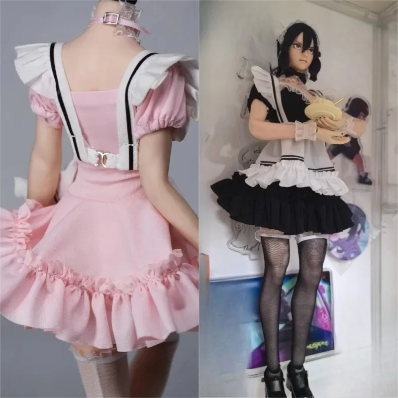 

1/6 Scale Cute Maid Costume Skirt Apron Necklace Headwear Wristband High Socks Action Clothes Model for 12inch Hobbies