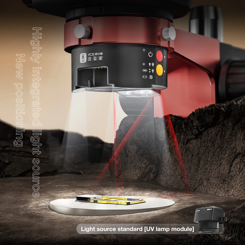 YCS มัลติฟังก์ชั่นกล้องจุลทรรศน์แบบบูรณาการ 3D ตําแหน่งแหล่งกําเนิดแสง UV Curing Lamp ขยายการถ่ายภาพความร้อน + พัดลมซ่อมเครื่องมือ