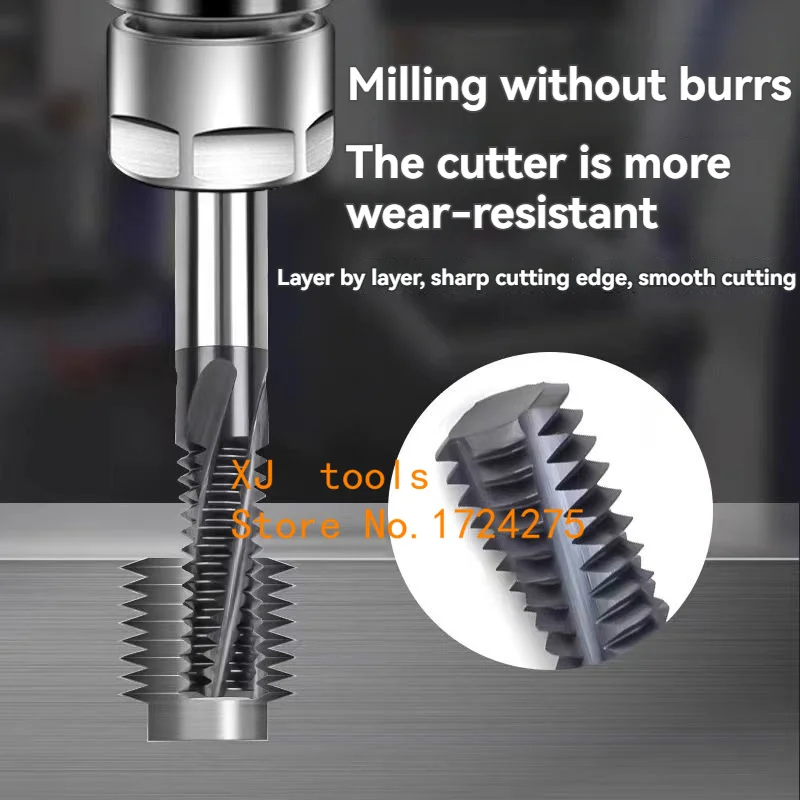 1pcs CNC HRC 60 Degree carbide Full tooth Thread Milling M2 M2.5 M3 M4 M5 M6 M8 M10 M12-M30 Solid carbide thread Milling cutter