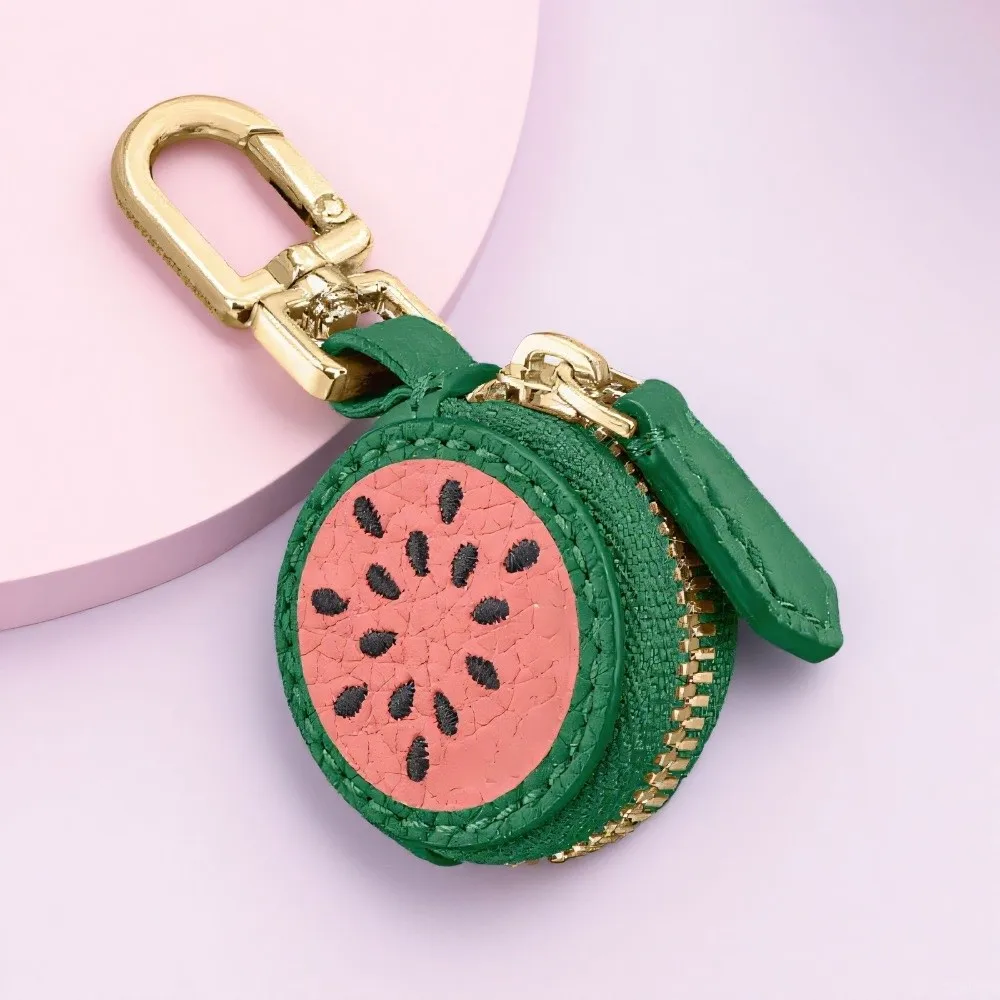 

New PU Leather Round Coin Purse Cute Fruit Shape Key Chain Earphone Bag Mini Size Mini Storage Bag Bag Charm