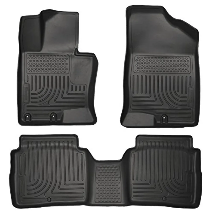 

Weatherbeater Floor Mats for 2011-2015 Kia Optima Front 2nd Row 3-Piece Set Black Durable Rubber Waterproof Premium Protection